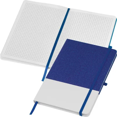 Produktbild von Notizbuch mit PolyurethanCover / A5 / 160 karierte Seiten / Farbe: weiß-blau