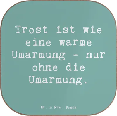 Produktbild von Mr. & Mrs. Panda Untersetzer für Gläser Spruch Trost Umarmung - Meeresbrise - Geschenk, Zitat, Coaster, bieruntersetzer, Tassenuntersetzer, Familie, spenden, Zuneigung