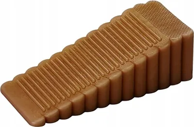 Produktbild von Türstopper-Schloss aus Kunststoff. Brauner Satz mit 2 Keilen