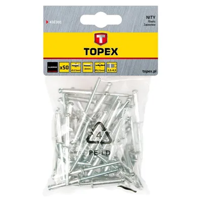 Obrázek produktu pro Hliníkové nýty TOPEX 3,2 x 8 mm, 50 ks.