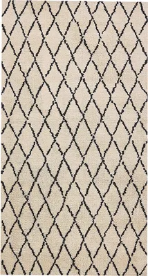 Obrázok produktu pre BELIANI Koberec béžová a čierna polyester 80 x 150 cm geometrický vzor moderný štýl obývačka spálňa