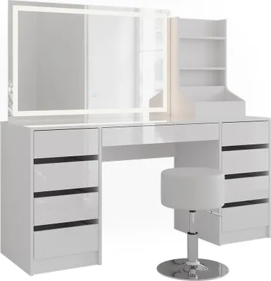Produktbild von Schminktisch Vicco Sherry Weiß/Weiß Hochglanz 158.2 cm 4 Teile, Model 57663