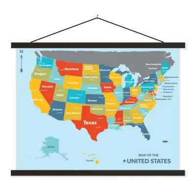 Obrázek produktu pro MuchoWow® Textilní plakát - Barevná mapa Ameriky - 120x90cm - S černými lamelami