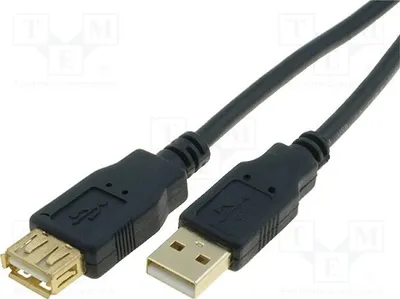 Produktbild von 1x Kabel vergoldet USB A-Buchse,USB A-Stecker USB 2.0 1,8m CU202G-B-018-PB USB-Kabel