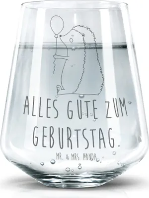 Produktbild von Mr. & Mrs. Panda Glas Igel Luftballon - Transparent - Geschenk, Herzlichen Glückwunsch, Wasserglas, Happy Birthday, Lustige Sprüche, Geburtstag, Becherglas, Ballon
