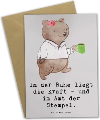 Produktbild von Mr. & Mrs. Panda Grußkarte Beamtin Kraft - Grau Pastell - Geschenk, Hingabe, Berufsalltag, Beruf, Grußkarten, Berufsprodukte, einladungskarten, hochzeitskarten, Beamte
