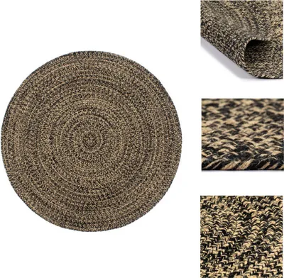 Produktbild von vidaXL Teppich Handgefertigt Jute Schwarz und Braun 210 cm -  Teppiche