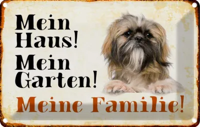 Produktbild von vianmo Blechschild 20x30 cm Hund Pekinese mein Haus Garten Familie Tier Haustier