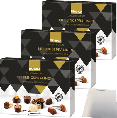 Produktbild von Edeka Genussmomente Lieblingsstücke feinste Paralinenmischung 3er Pack (3x200g Packung) + usy Block
