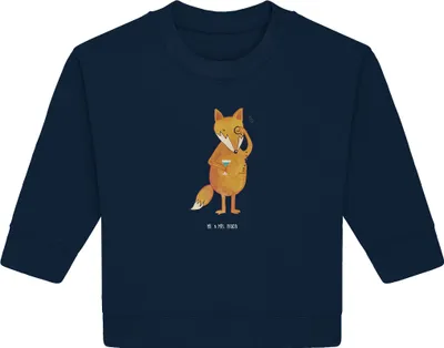 Produktbild von Mr. & Mrs. Panda Organic Baby Pullover Fuchs Lord 12. - 18. Monat - French Navy - Geschenk, Neugierig, Cocktail, Füchse, Schick, Bullover, Spruch Lustig, Monokel