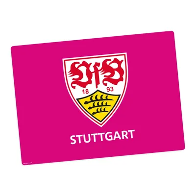 Produktbild von Tischset | Platzset abwaschbar -„VfB Stuttgart - Logo rosa" aus Premium Vinyl - 44x32 cm – rutschhemmend, abwaschbar -  Germany