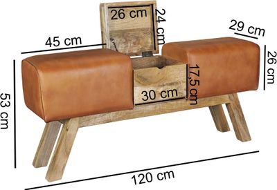 Dizajnová lavica s hnedým úložným boxom 120 x 29 x 53 cm komoda | Wohnling