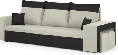 Produktbild von 3-Sitzer-Sofa mit Schlaffunktion DAKOTA2 - Creme/Schwarz