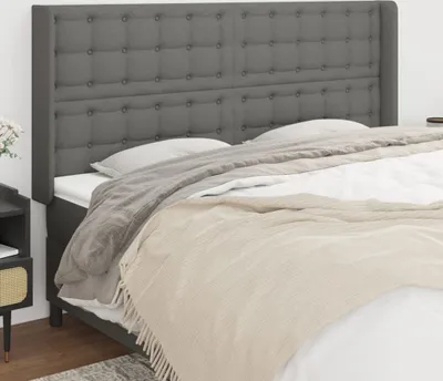 Produktbild von The Living Store Kopfteil mit Ohren Dunkelgrau 203x16x118/128 cm Stoff