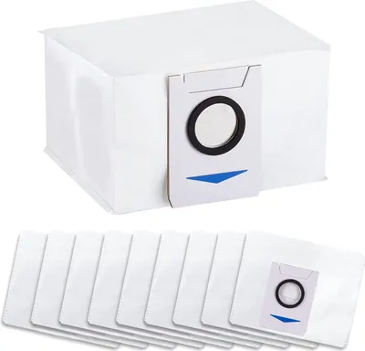 A set of white vacuum cleaner dust bags is displayed against a white background.