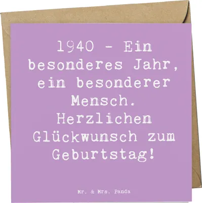 Produktbild von Mr. & Mrs. Panda Grußkarte Spruch 1940 Geburtstag - Lavendeltraum - Geschenk, Klappkarte, Glückwunsch, Happy Birthday, Geschenke, Jubiläum, Handgemachte, Geburtsjahr