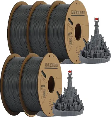 Obrázok produktu pre vlákno do 3D tlačiarne, priemer 1,75 mm, bez bublín, 5 roliek šedej farby