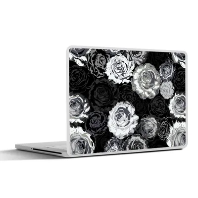 Produktbild von MuchoWow® Laptop Aufkleber Sticker Cover Rosen - Schwarz und Weiß - Muster 31x22.5 cm - Laptop-Deko