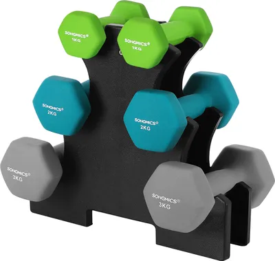 Produktbild von SONGMICS Hantel-Set Kurzhanteln, Hantel Set 12kg, Hexagon, Neopren Hanteln