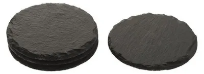Produktbild von Untersetzer - 4x Stuck - Schiefer - schwarz - rund - 10 cm