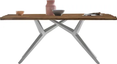 Produktbild von SIT Möbel Esszimmertisch 160 cm aus Teak | Tischplatte 50 mm natur | Gestell Metall antiksilbern | B 160 x T 90 x H 73,5 cm | 15540-40 | Serie TABLES & CO