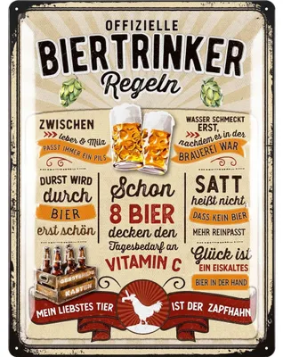 Produktbild von LANOLU Blechschilder retro Bier Bar Deko, Metallschilder mit Spruch für Partyraum, Küche, Bardeko, Cocktail Schild als Geschenk 30x40cm