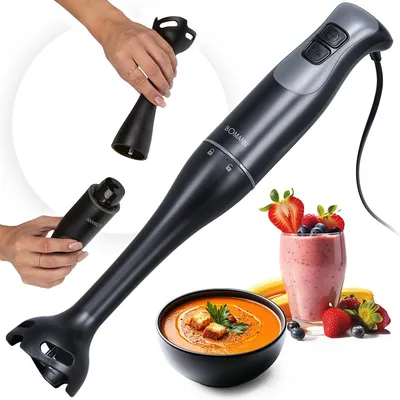 Immagine prodotto di Frullatore a mano Bomann per frullati, zuppe e minestre | modalità turbo | 350W | lama in acciaio inox | asta di frullatura staccabile | frullatore manuale | SM 6081 CB