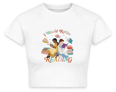 Produktbild von Prinzessin Tiana & Belle Rather Be Reading Crop Top, XL, Weiß