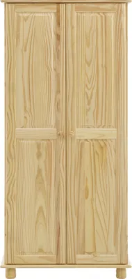 Produktbild von Möbilia Kleiderschrank mit 2 Türen | Kiefer-Holz massiv | B 82 x T 52 x H 170 cm | natur | 19020010 | Serie SCHRANK