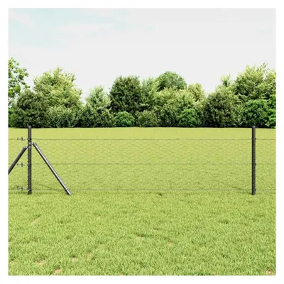 Produktbild von Zaunpfosten Grau 25 x 0,4 m (36 mm Maschen) Stahl und PVC für Gartenzaun, Hundezaun, Weidezaun, Hühnerzaun und Gartennetz