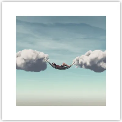 Produktbild von Poster - Poster ohne Rahmen - Wolken Hängematte Ruhe - 30x30 cm - Wand Bild - Wanddeko - Wandbilder - Kunstposter - Wandposter - Bilder - Kunstdruck - Wanddekoration - Wandbild - P2XAC30x30-4373