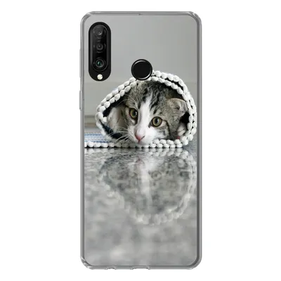 Produktbild von MuchoWow® Handyhülle Schutzhülle Hülle für Huawei P30 Lite Katze - Teppich - Boden Silikon Softcase Handy Hülle - Handyhülle