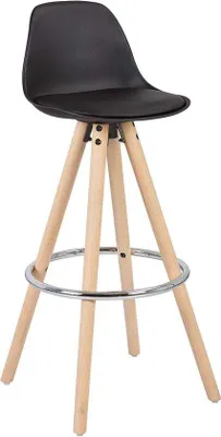 Produktbild von Schwarze Barhocker mit Rückenlehne, 75cm, Kunstleder, braun