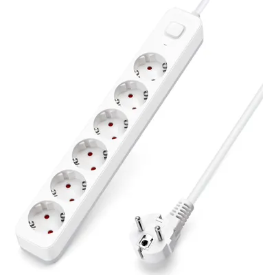 Immagine prodotto di Ciabatta multipresa Aigostar con 6 prese e interruttore, presa multipla con protezione per bambini, ciabatta con cavo da 5 metri – 6 prese, senza porte USB, cavo da 5 metri