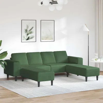 Image de Canapé vidaXL vert foncé 250 x 188 x 76 cm en velours côtelé