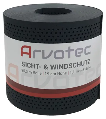 Produktbild von Arvotec Sichtschutzstreifen | 25m Rolle, 'Gelocht', Anthrazit | besonders Stark mit 1,1 mm, keine Klemmschienen nötig | UV- und witterungsbeständig
