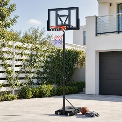 Produktbild von YZNAHRE Basketballkorb Outdoor Höhenverstellbar 230-305 cm Basketballständer mit Rollen und Ständer Basketballanlage Korbanlage Indoors oder Outdoor