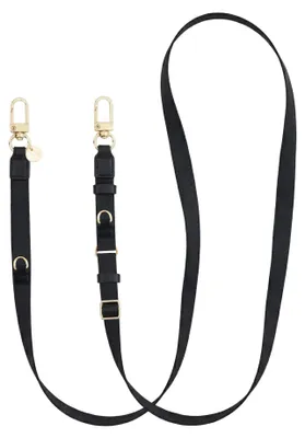 Produktbild von Minimalistisches langes Handyband aus Koord in Schwarz mit goldenen Haken