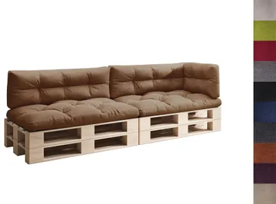 Produktbild von sunnypillow Palettenkissen für Palettenmöbel - 5er Set - Palettenauflage 120 x 80 für Palettensofa - Palettenpolster für Garten, Gesteppte Kissen für Europaletten - Sitzkissen & Rückenkissen Braun