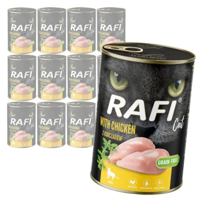Zdjęcie produktu dla Rafi Cat Adult 12x400g Bezzbożowa Mokra Karma Dla Kota Z Kurczakiem