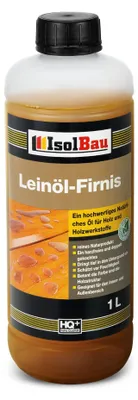Isolbau Leinöl-Firnis - 1 Liter - Leinöl für Holz - Holzschutz für Außen und Innen Wetterfest - Doppelt gekochtes Holzöl als natürlicher Schutz für