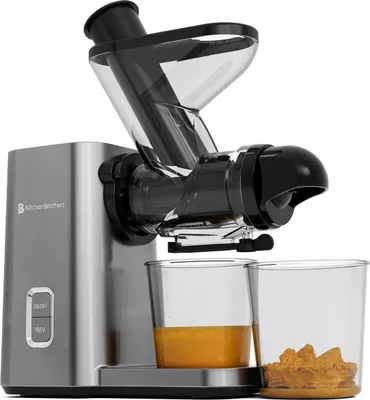 Produktbild von KitchenBrothers Slow Juicer Mini - Entsafter - Obst- und Gemüsepresse - 40mm und 50mm Einfüllöffnung - 400ml - Grau