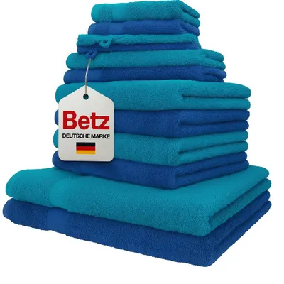Produktbild von Betz 12er Handtuch-Set PALERMO 100% Baumwolle  Farbe: blau und Petrol