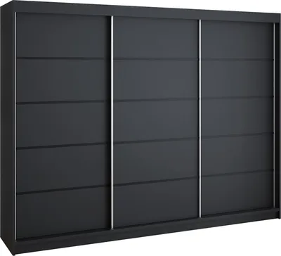 Produktbild von Schwebetürenschrank, 3-türig Schrank 200 cm mit 4 Schubladen, Retrostil  Premium! Moderne Garderobe für Kleidung. Verschiedene Farben (Weiß, Schwarz, Somona) Kleiderschrank MES