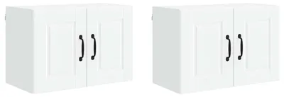 Image de vidaXL Armoire murale PORTO, lot de 2, blanche, en panneaux de particules