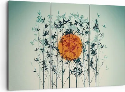 Produktbild von Bild auf Leinwand - Leinwandbild - 3 Teile - Westen Sonne Gras - 165x110cm - Wand Bild - Wanddeko - Wandbilder - Leinwanddruck - Bilder - Wanddekoration - Leinwand bilder - Wandbild - CE165x110-5104