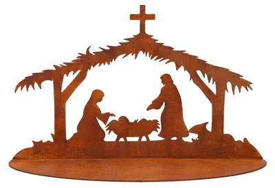Produktbild von Bornhöft Weihnachtskrippe aus Metall Edelrost 50 x 29 cm Gartendeko