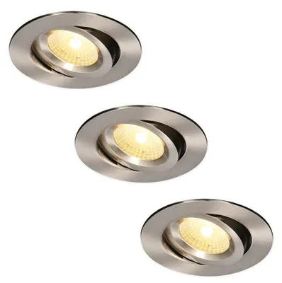 Zdjęcie produktu dla Reflektor LED do montażu wpuszczanego hoftronic 3x 8 W 650 lm 2700 K z funkcją ściemniania, obrotowy, IP44, stal nierdzewna