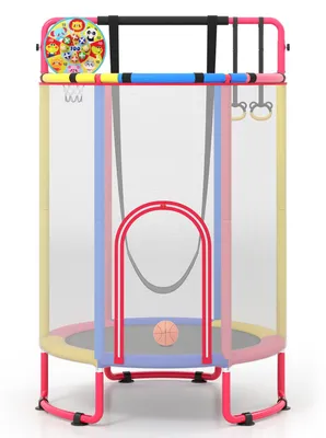 Produktbild von KOMFOTTEU Kindertrampolin Ø 140 cm mit Sicherheitsnetz & Randabdeckung