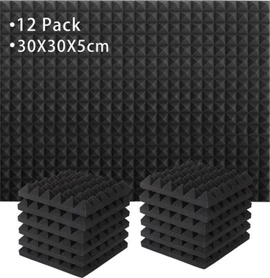 Zdjęcie produktu dla 12 płyt izolacyjnych akustycznych o wymiarach 30 x 30 x 5 cm